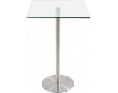 massiver Edelstahl Stehtisch VITRA 70x70 cm, Höhe 110 cm, Tischplatte wahlweise aus Glas oder Holz, FARBWAHL